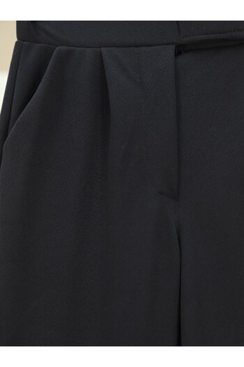 Edolika Velcro Zippered Palazzo Trousers -Black