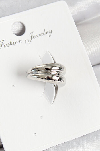 Toptan Bulurum Brass Ring Model Silver Color Right Cartilage Earring