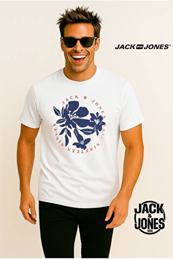 Jack & Jones J&J Jjdown Men's Logo Printed T-Shirt White A0000