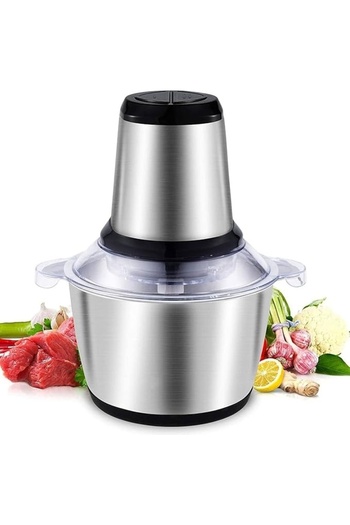 FOXMAG24 Multifunctional electric chopper, 2L, 250W, 4 stainless blades, steel bowl, gray