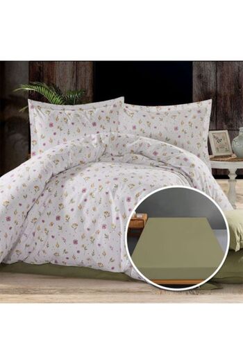 Ralex Bed Linen Set 100% Cotton Ranforce with Mattress Cover 140/160 cm x 200 cm, Quilt 200 x 230 cm, 2 Pi