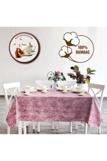 Ralex Stain-Resistant Tablecloth 100% Cotton Diameter 160 cm, Pink Burgundy Gradient