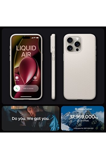 Spigen Liquid Air Compatible iPhone 15 Pro Max Case, Plastic, Titanium