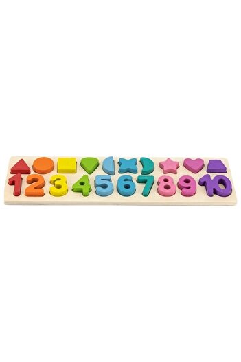 Star Master Wooden Insert Plate with Numbers and Geometric Shapes, 20 pieces, Multicolor, +3 years