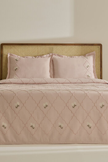 Karaca Home Myra Double Floral Bedspread Powder