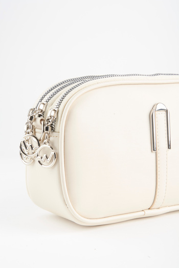 Vivaq Women's Snowdrop Cream 4 Compartment Faux Leather Medium Size Zipper Closure Handbag and Shoulder Bag