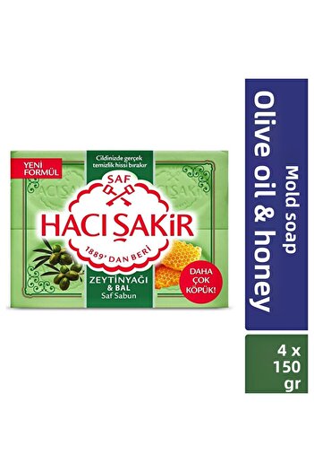 Hacı Şakir Solid Soap - Olive Oil and Honey - 4 X 150 Gr