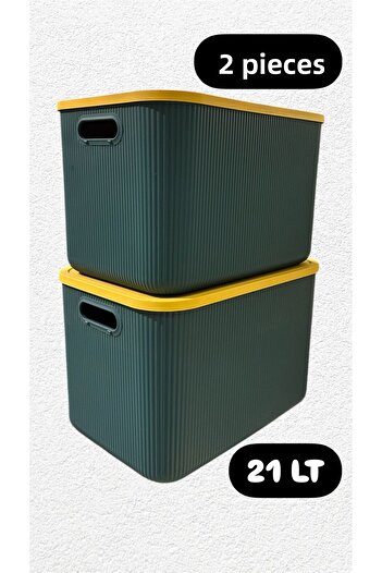 Bayev 2 τεμάχια 21 Lt Storage Πράσινο κουτί οργάνωσης ντουλαπιών πολλαπλών χρήσεων - Καλάθι παιχνιδιών και ρούχων