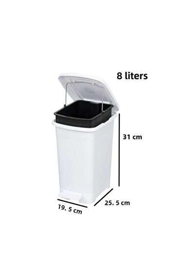 Omnipazar Elf-İ344 Slim Pedal Plastic Trash Can with Inner Bucket 8 Lt