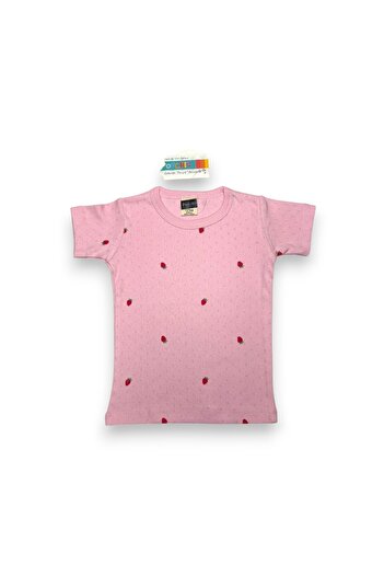 Ponchiq Pink Strawberry Patterned Girl's Undershirt