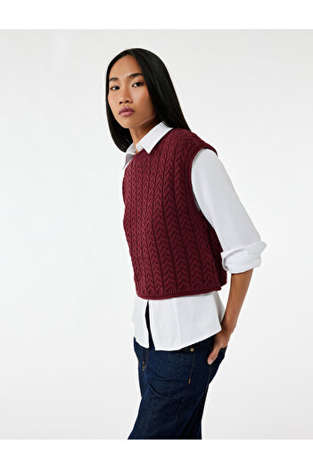 Koton Sleeveless Crew Neck Hair Knit Sweater