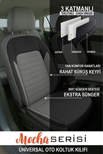 GM-DESIGN Mocha Taytüyü Car Seat Cover (Tofaş Kartal-Şahin-Doğan-Serçe-Tempra Compatible)
