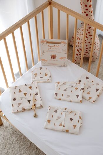 Luna Kids Collection 100% Organic Cotton 6 Piece Newborn Hospital Discharge Set - Pear Pattern