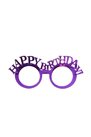 Parti Adresi Happy Birthday Glasses Birthday Party Accessory Purple