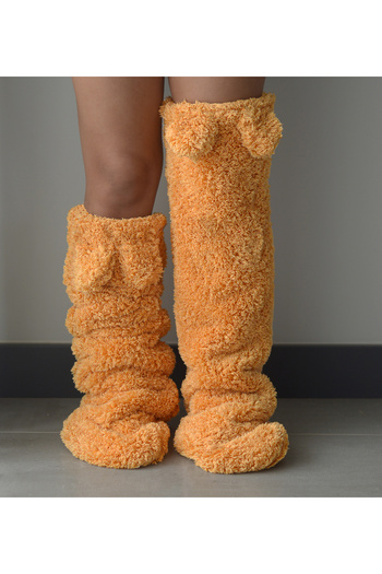 Özgüner Oyuncak Pabtex Eared Plush Socks Welsoft over the Knee Room Socks Winter Sleeping Socks Foot Warmer Long Socks
