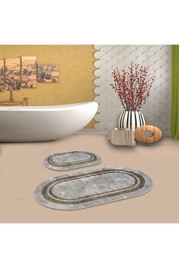 Aldora Multi Non-Slip Base Retro Oval Bathroom Mat Set Bb-123