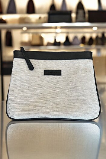 BAHELS Kanvas Siyah Özel Tasarım Kadın Portföy & Clutch Çanta