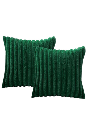 HOMİNG Green Throw Pillow Cover - 2-Piece Plush Fabric 241550