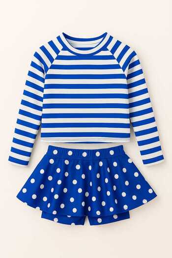 My Kids Wear Girl's Patterned Swimsuit with Skirt Detail