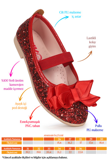 Kiko Kids Panı Broken Glass Bow Elastic Girls' Ballerina Shoes