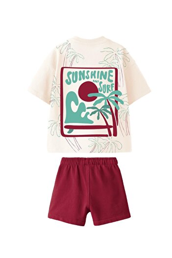 Monila Boys Cotton Fabric Palm Printed Cotton Tshirt and Shorts Bottom Top Set