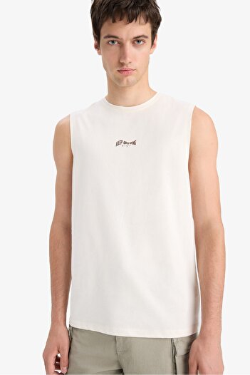 DeFacto 100% Cotton Regular Fit Printed Crew Neck Undershirt E5193Ax25Sm