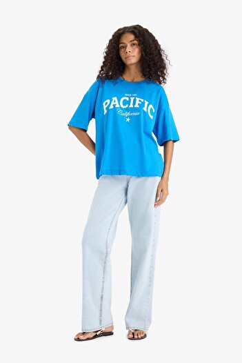 DeFacto Regular Fit Crew Neck Printed Combed Cotton Short Sleeve T-Shirt F5883Ax25Sm