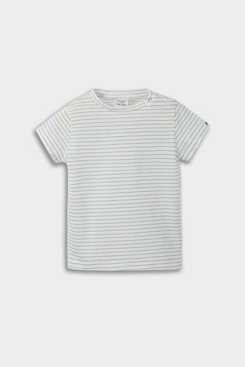 DeFacto Baby Boy 3-Piece Set Striped Short Sleeve T-Shirt Waffle Salopet Hat E8377A525Sm