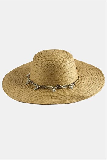 feryal Triangle Seashell Straw Hat