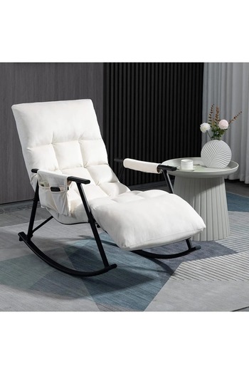 Generic Relaxing fabric rocking chair with comfortable padding for maximum comfort - White