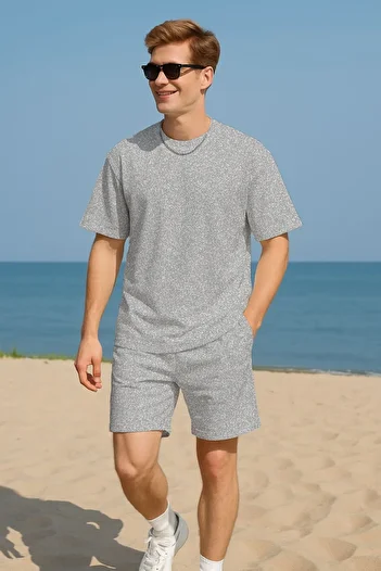 MELOOX Unisex Oversize Two Thread Cotton Summer Shorts Set.Single