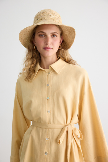 BE BLUE Butter Button Cotton Linen Shirt