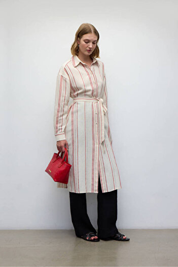 BE BLUE LonG Red Striped Shirt