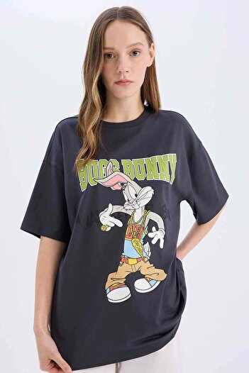DeFacto Cool Looney Tunes Oversize Φαρδύ μπλουζάκι με κοντό μανίκι D9129ax25sm