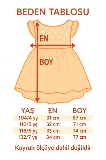 Eray Kids Kolları Fırfır Detaylı Misineli Kuyruklu Puantiye Desen Kız Çocuk Abiye Elbise