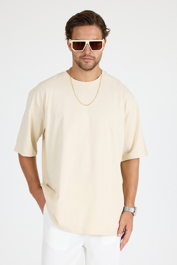 gothamvibes Ανδρικό Timeless Oversize Κρεμ T-Shirt