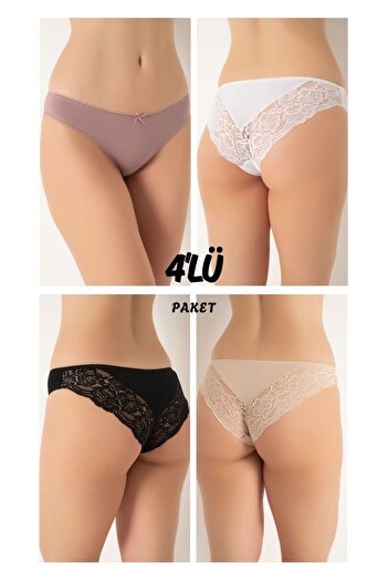 CONFEO Women's Lace 4-Piece Bikini Panties