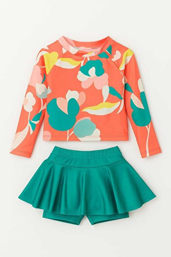 My Kids Wear Girl's Swimsuit with Skirt Detail