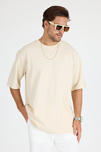 gothamvibes Ανδρικό Timeless Oversize Κρεμ T-Shirt