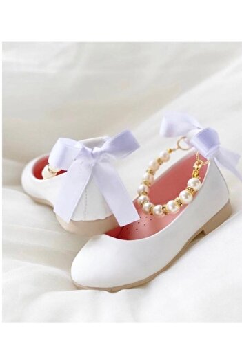 STELLA BUTİK Pantofi de balerina cu perle pentru fete