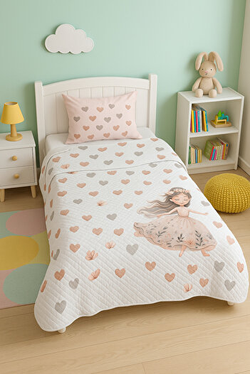 Bebişim Halı Princess Girl Heart Single Child Pique Pillowcase
