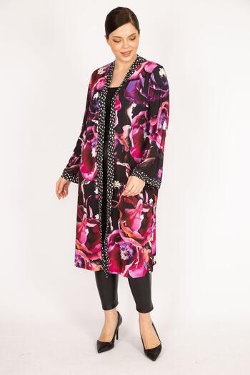 Şans Women's Colorful Large Size Point Garnished Unlined Long Cap 65n36072