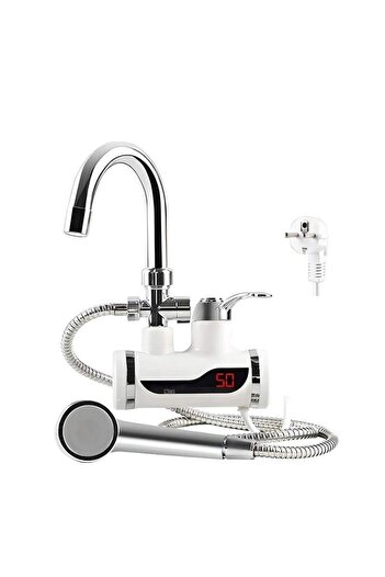 SIKS ® electric faucet with hose and shower head for water heating, LCD temperature display