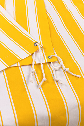 Setekshome Yellow-White Thick Buttoned Balcony Gift with Bird Eyes
