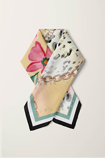 Modabutik G22 LEOPARD COLOR FLOWERS BANDANA