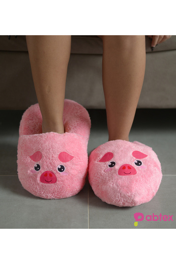 NİLOŞUM Pabtex Cute Animal Patterned Casual Size Plush Slippers