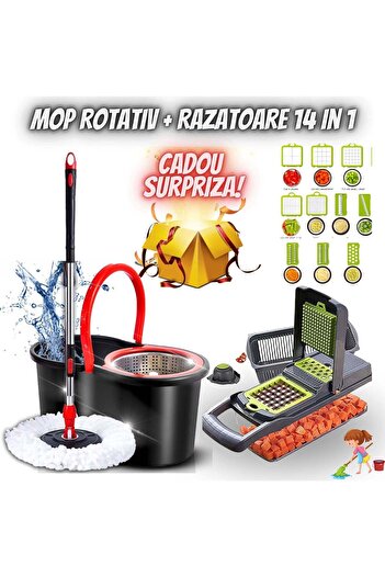OEM Promotional Package: 3 in 1 Rotary Mop + Multifunctional Grater 14 Accessories + Surprise Gift