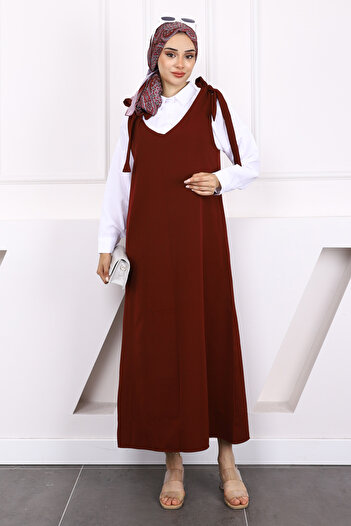 İmajButik Burgundy Shoulder Tie Gilet