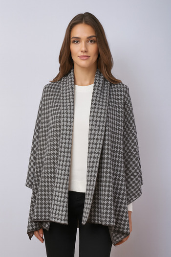 Sebir Moda Houndstooth Patterned Knitwear Shawl