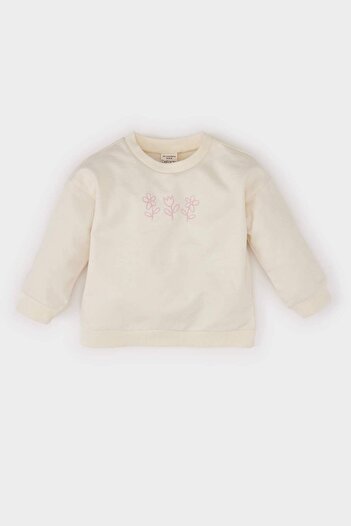 DeFacto Baby Girl Crew Neck Printed Sweatshirt D8548A525Sp